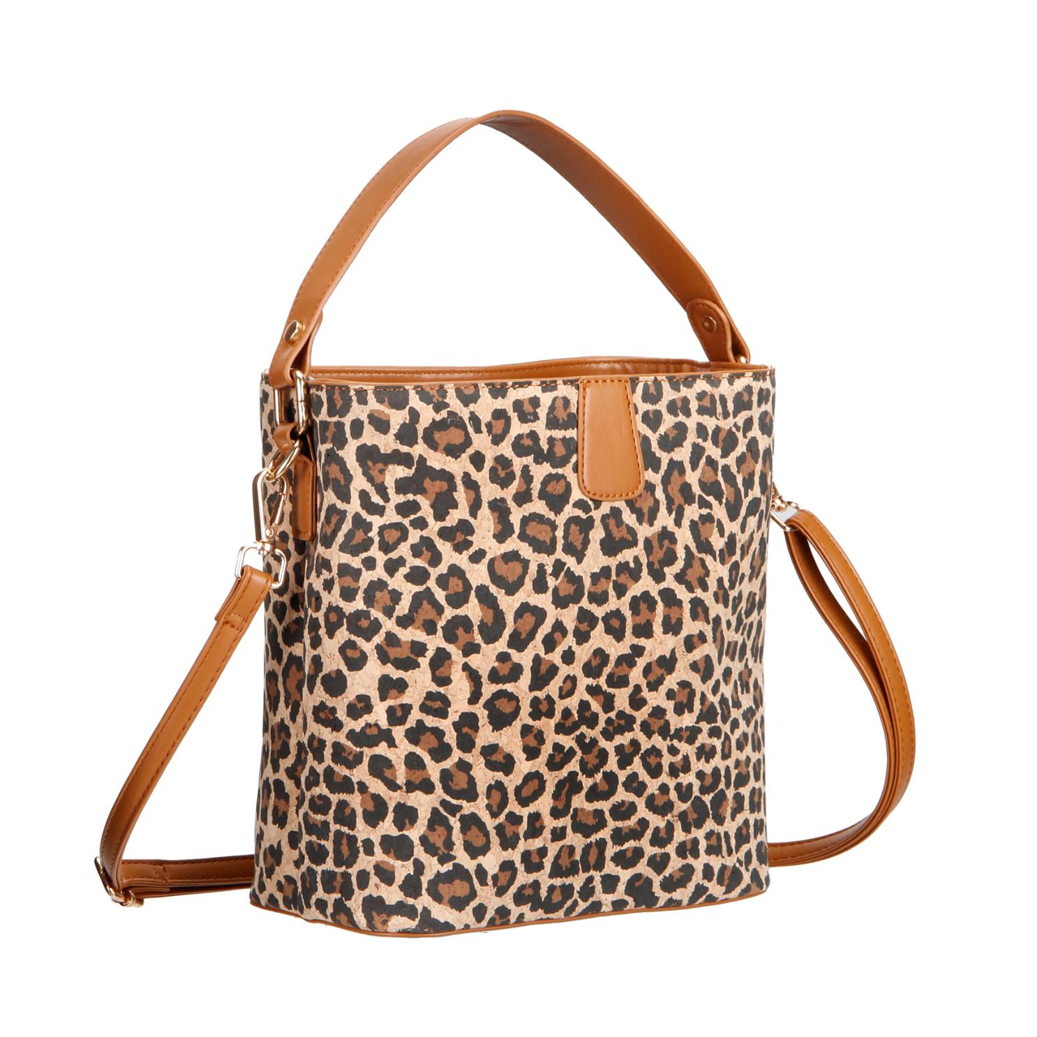 Borsa a tracolla con tracolla larga in sughero con texture retrò